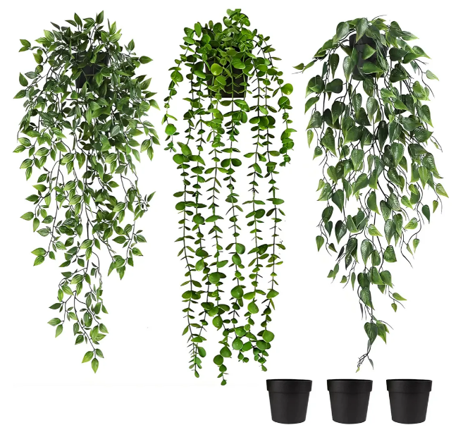 Foto 2 pulgar | Elegante Xtellar Set De 3 Plantas Artificiales Colgantes Con Maceta Moderna - Decora Tu Hogar Con Estilo