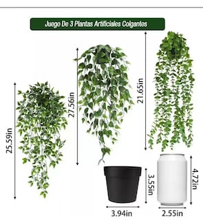 Foto 2 | Elegante Xtellar Set De 3 Plantas Artificiales Colgantes Con Maceta Moderna - Decora Tu Hogar Con Estilo