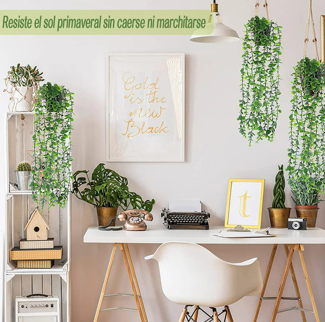 Foto 3 | Elegante Xtellar Set De 3 Plantas Artificiales Colgantes Con Maceta Moderna - Decora Tu Hogar Con Estilo