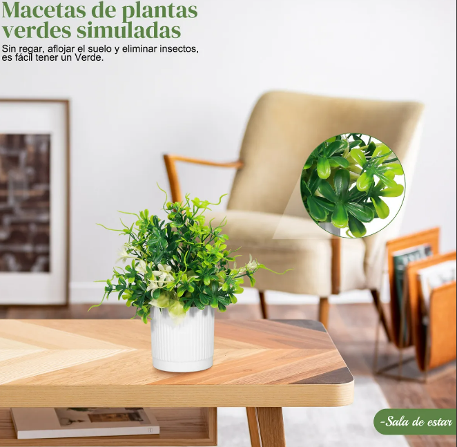 Foto 3 pulgar | Xtellar Set De 4 Plantas Artificiales Premium Con Macetas - La Solución Perfecta Para Dar Elegancia A Tus Espacios