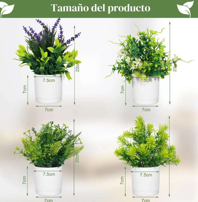 Foto 4 pulgar | Xtellar Set De 4 Plantas Artificiales Premium Con Macetas - La Solución Perfecta Para Dar Elegancia A Tus Espacios