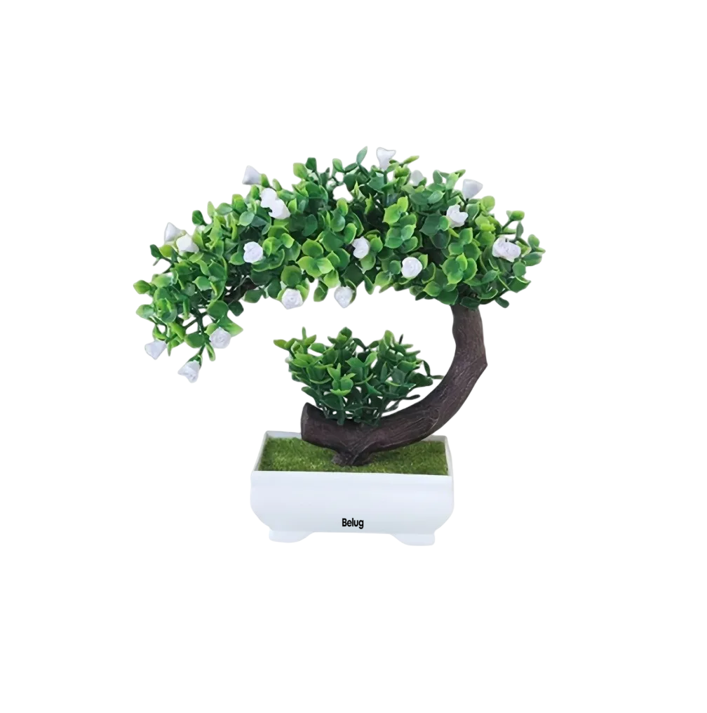 Foto 1 | Árbol Bonsaí Artificial Con Maceta Hogar Y Oficina Flores Blancas