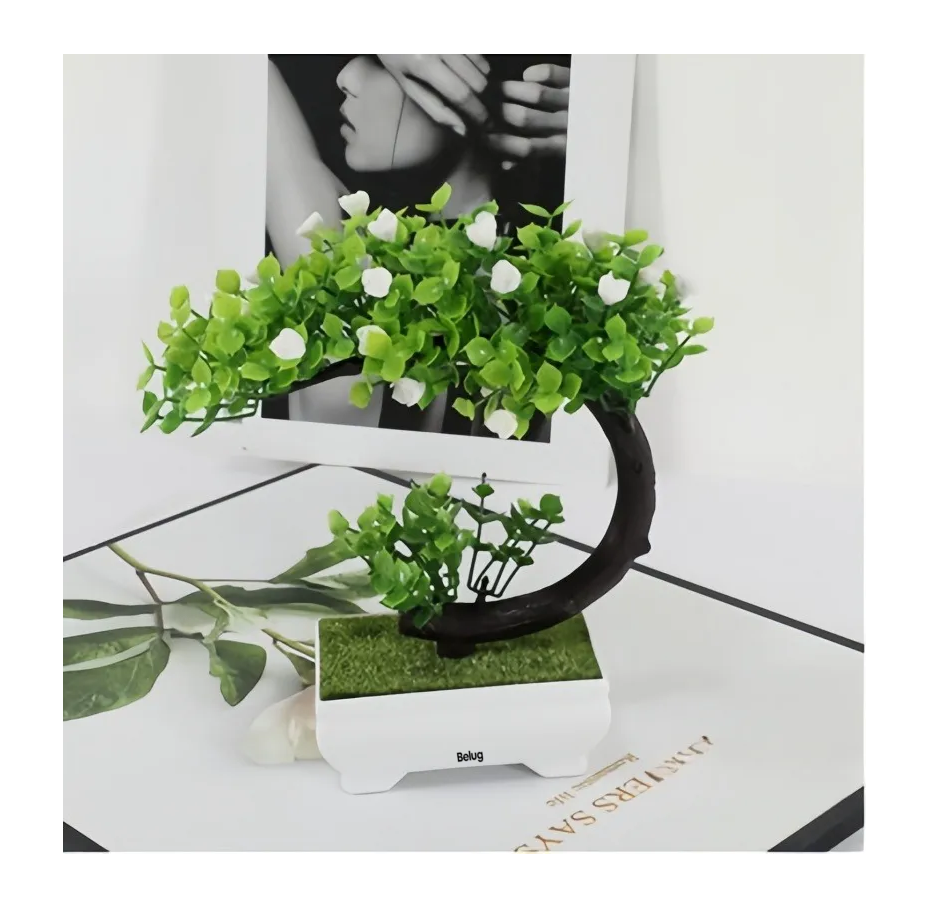 Foto 4 pulgar | Árbol Bonsaí Artificial Con Maceta Hogar Y Oficina Flores Blancas