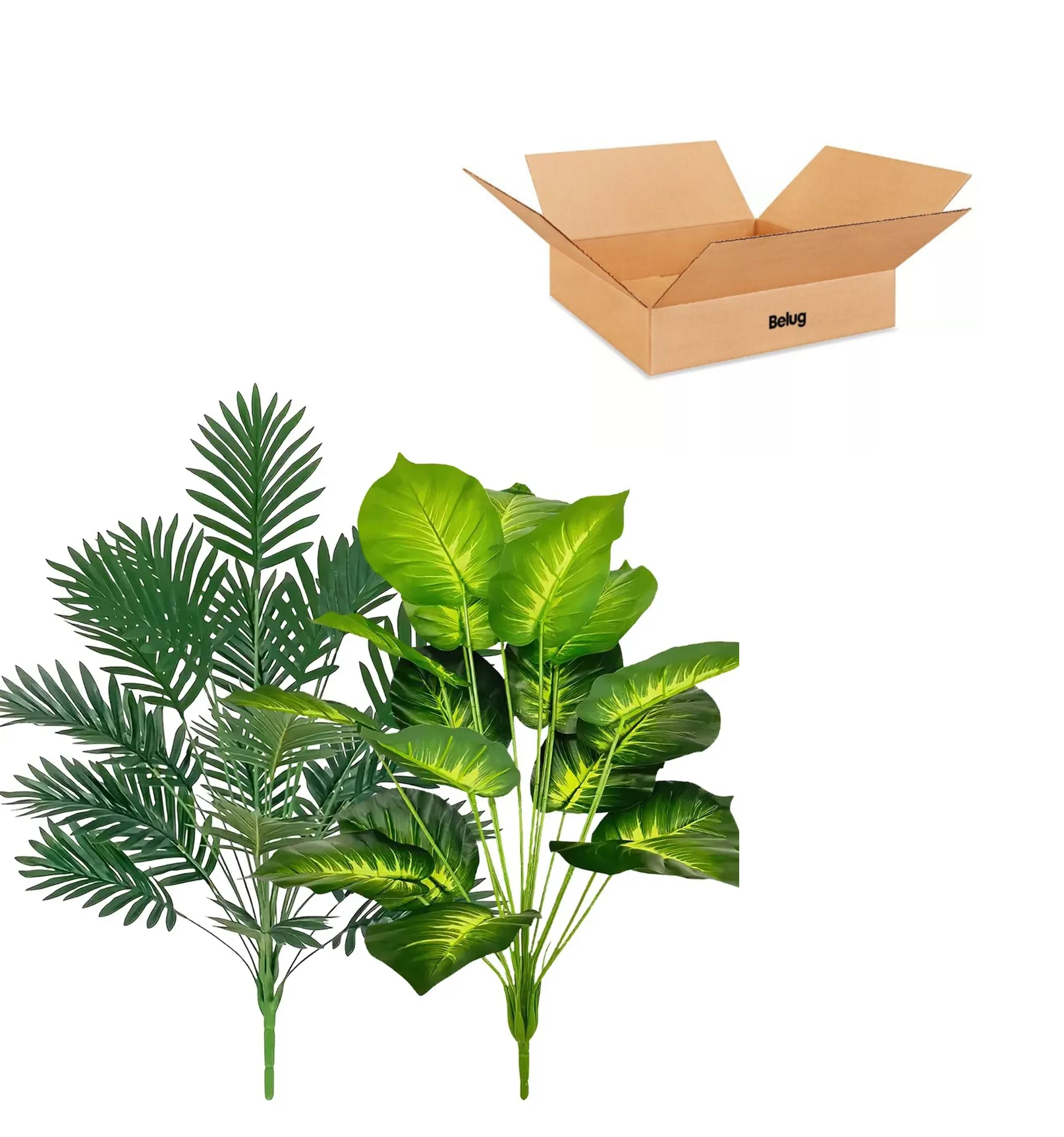 Foto 2 pulgar | 2pz Plantas Hojas De Palma Y Monstera Decorativa 18 Hojas
