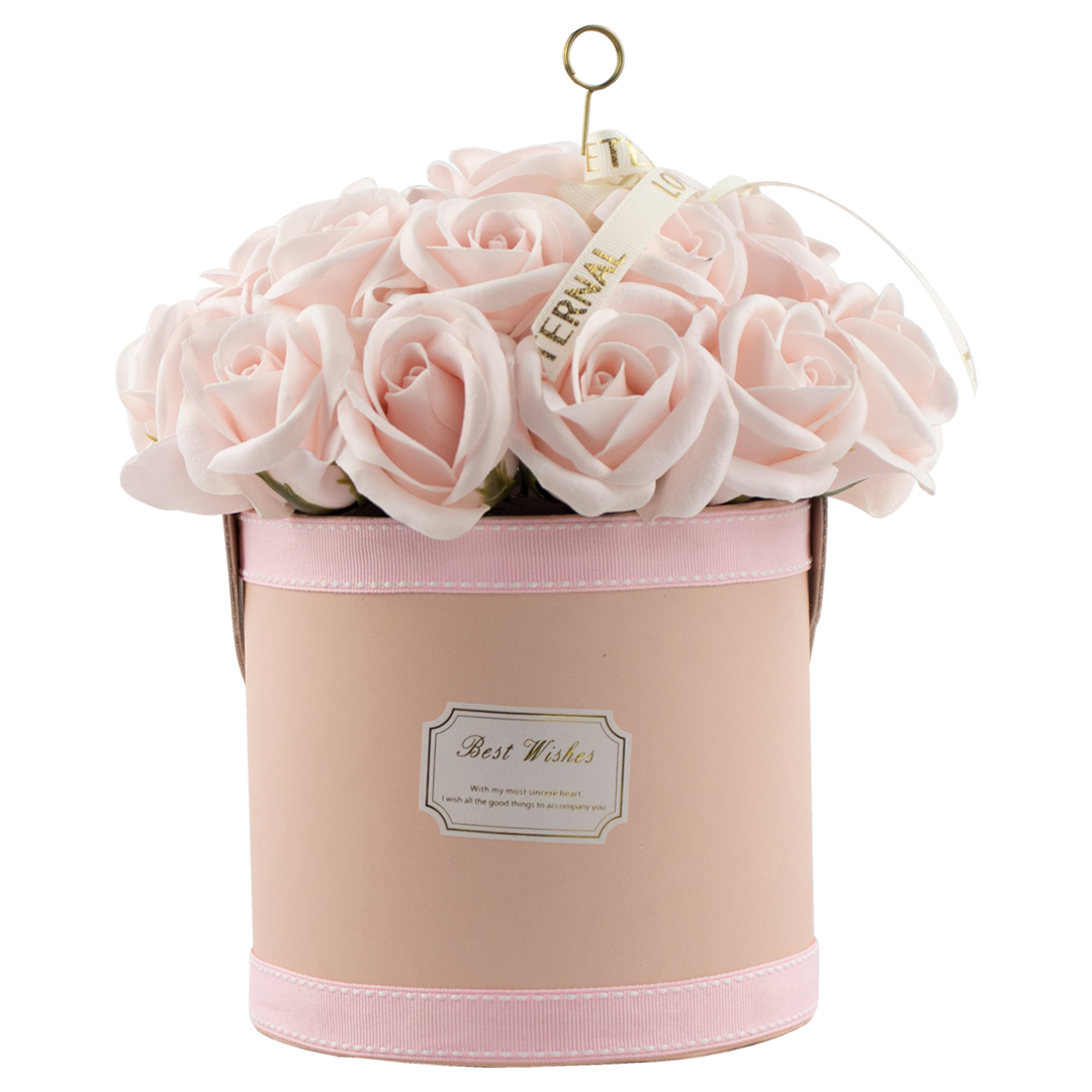 Caja De Arreglo Floral Circular Con Flores Rosas