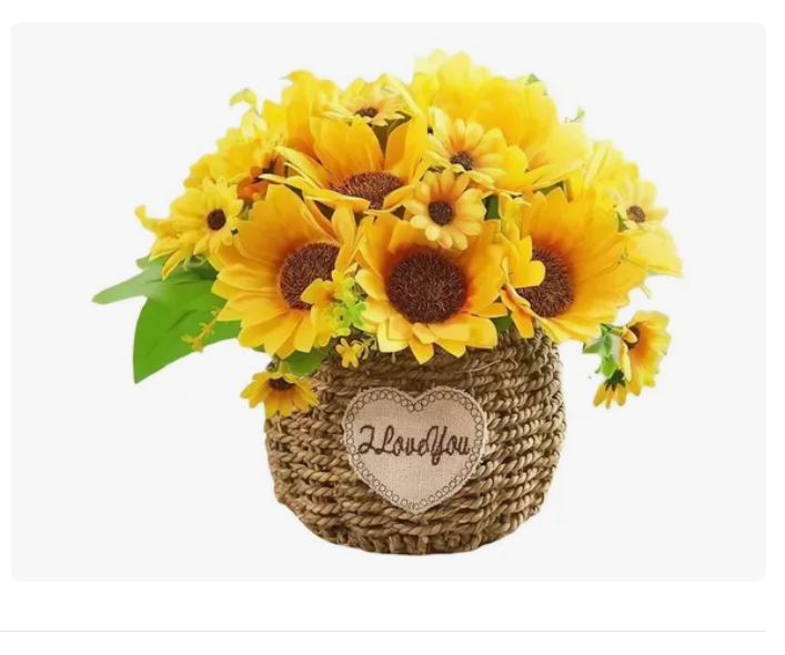 Arreglo Xtellar De Girasoles Artificiales Con Maceta Y Follaje.