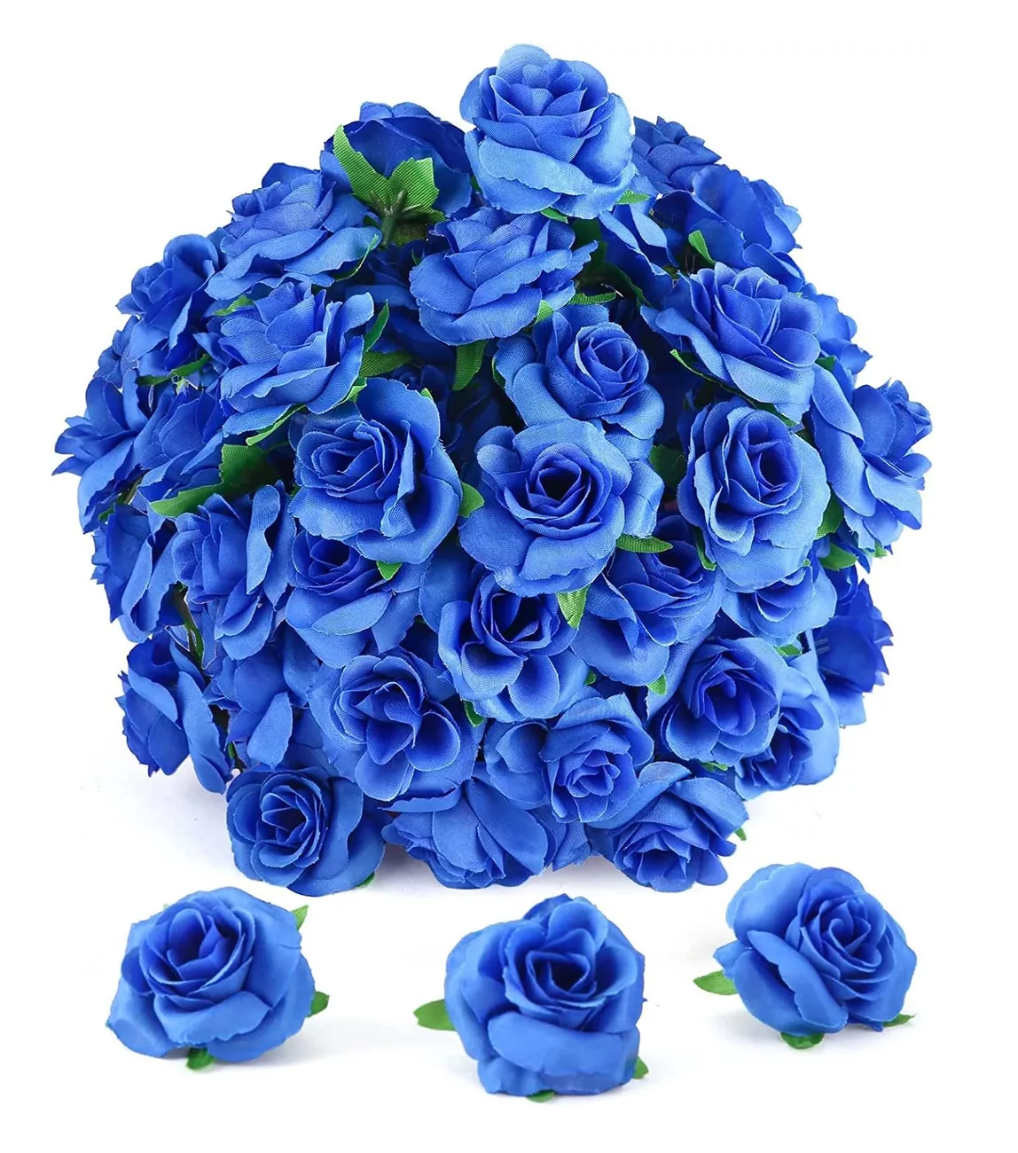 50 Piezas De Mini Flores Belug De Rosa Artificial color Azul Oscuro 3 Cm