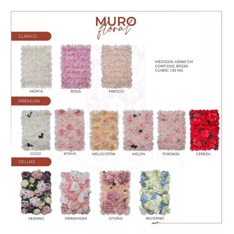 Foto 7 | Muro de Flores Artificiales Panel Decorativo FRESA color Rosa 8 Piezas