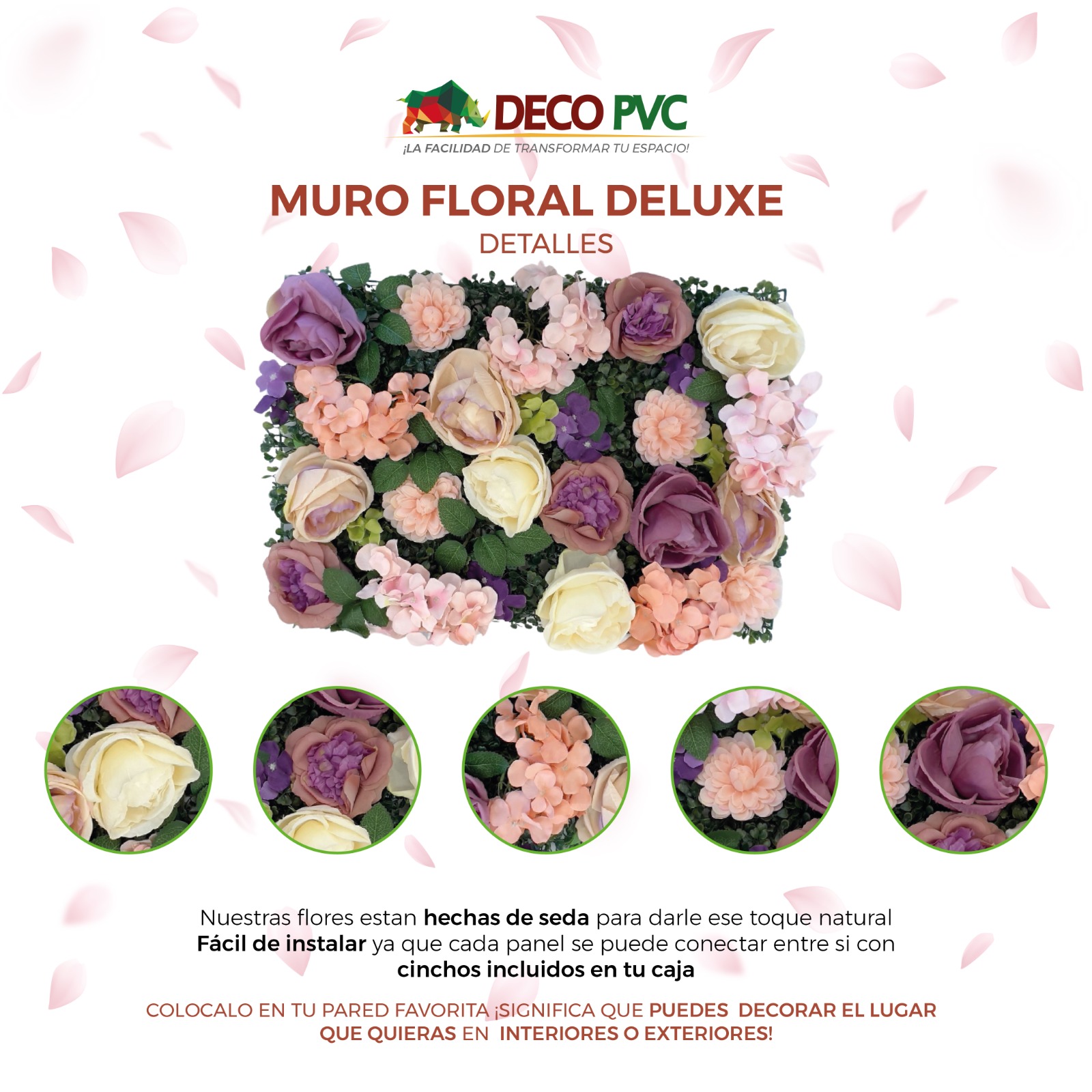 Foto 4 pulgar | Muro de Flores Artificiales PANEL DECORATIVO Verano Multicolor 8 Piezas