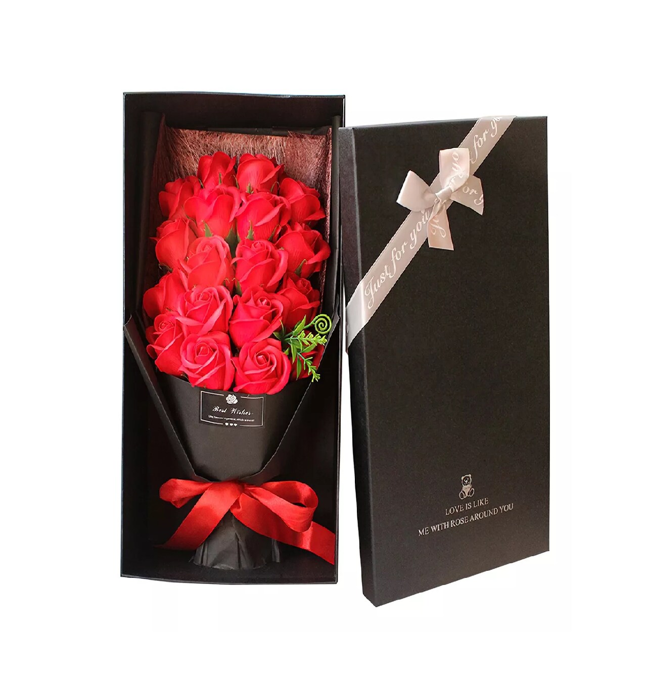 Rosas Artificiales Belug Rojas con Cajas 18 Piezas $679