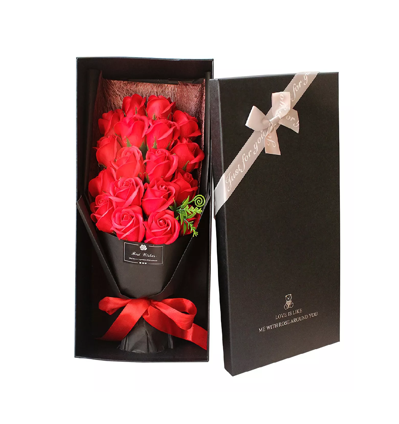 Rosas Artificiales Belug Rojas con Cajas 18 Piezas