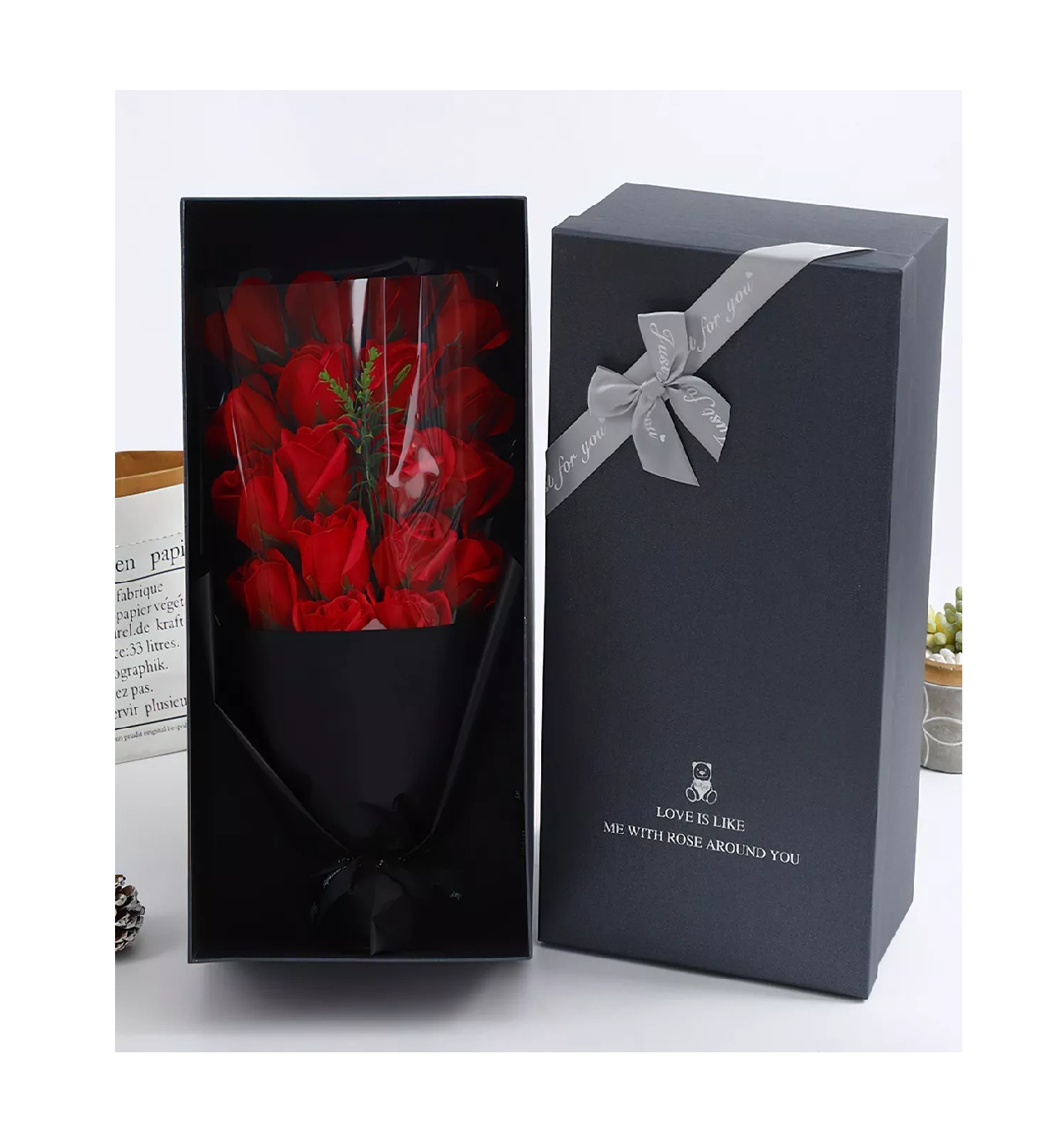Foto 4 pulgar | Rosas Artificiales Belug Rojas con Cajas 18 Piezas