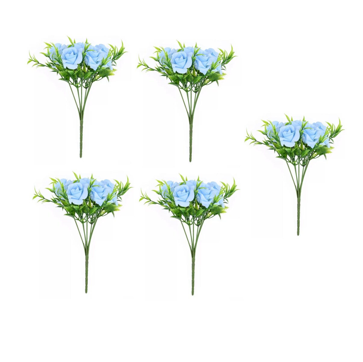 5 Ramos Flores Rose Artificiales Rama Decorativa 35 Flores Azul $579