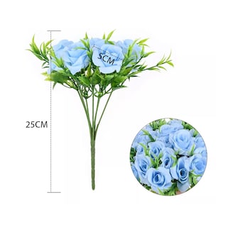 Foto 2 | 5 Ramos Flores Rose Artificiales Rama Decorativa 35 Flores Azul