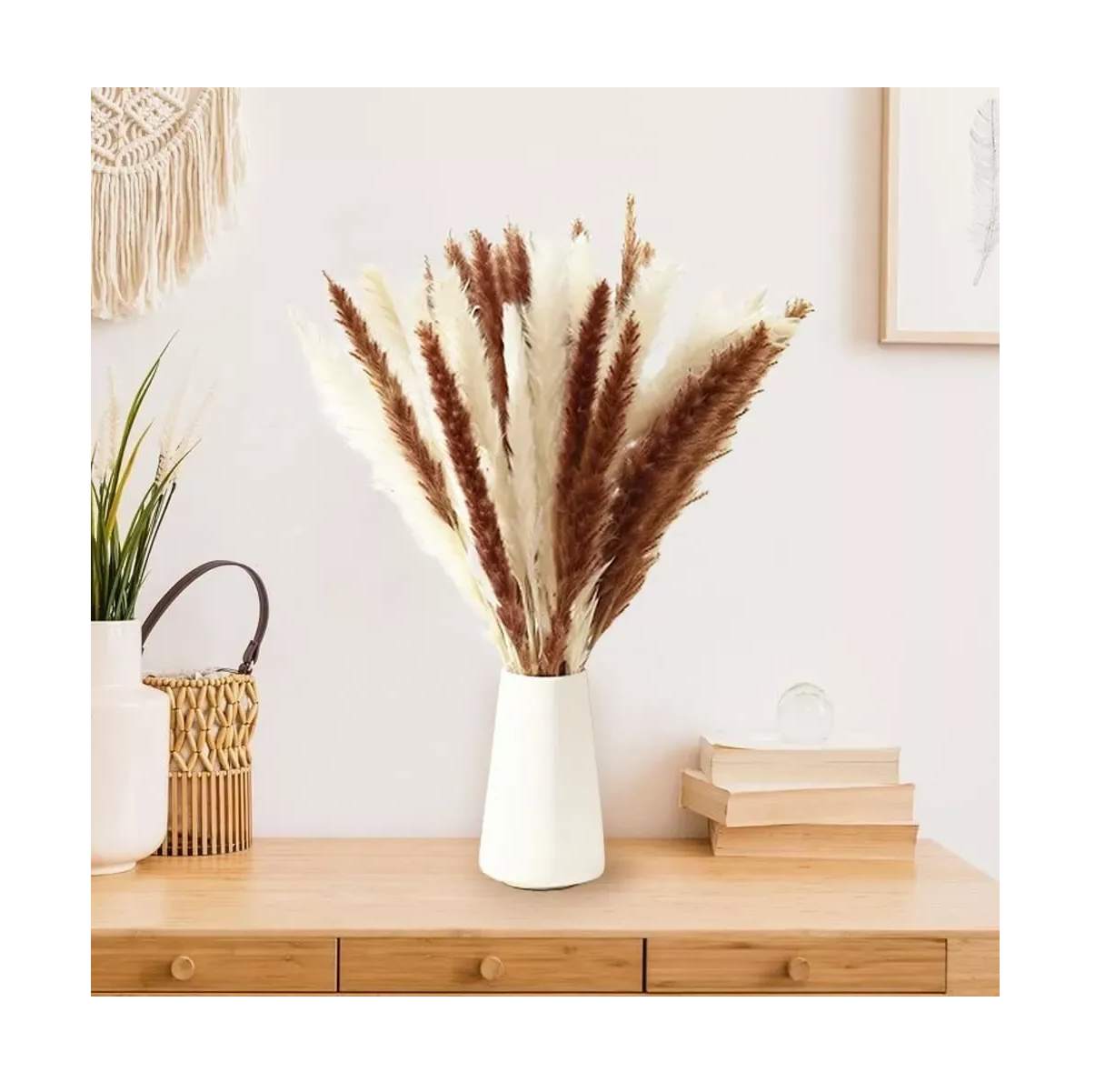 Foto 5 pulgar | Pampas Secas 30pcs Plantas Decorativas Flores Artificiales 15blanco+15rojo 30pcs