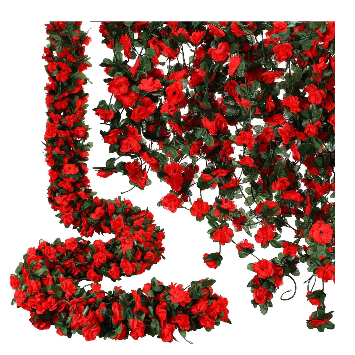 Foto 2 | Rosas Vid Enredadera Flores Artificiale Decoración 2.4m 3pcs Eo Safe Imports Esi-13178 Roja