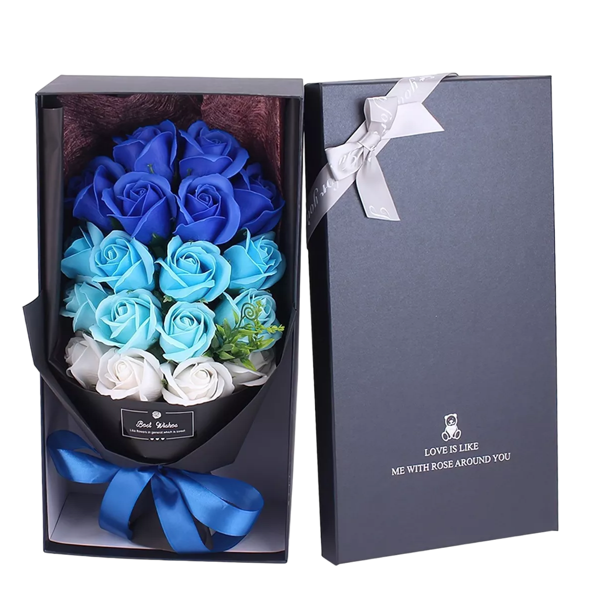 Rosas Artificiales para Regalo Azul Degradado