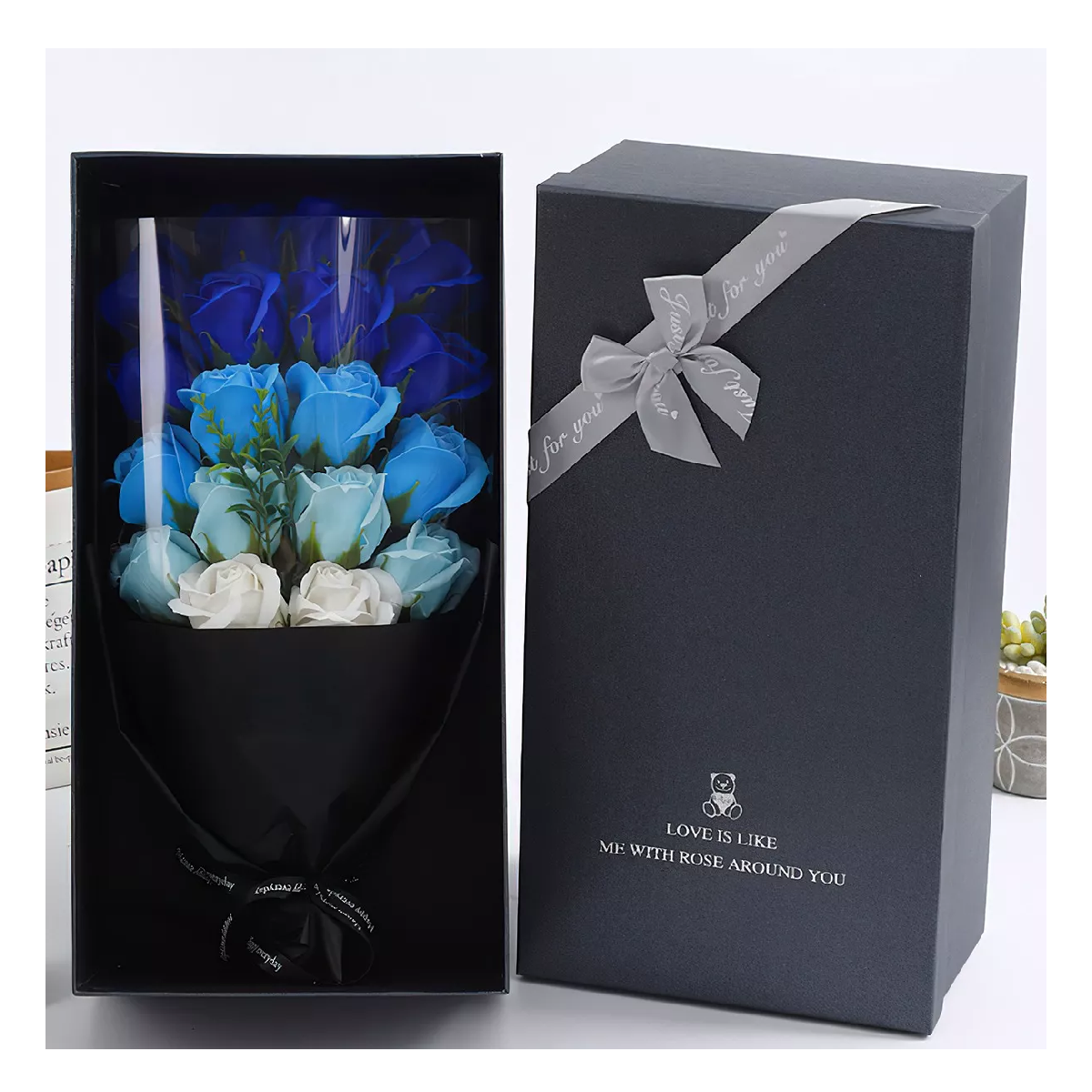 Foto 3 | Rosas Artificiales para Regalo Azul Degradado