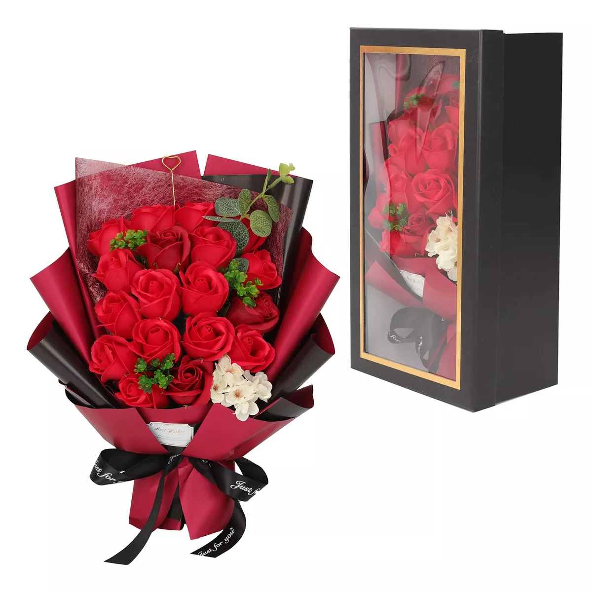 Foto 2 | Rosas Artificiales Cajas De Flores Para Regalo Rojo