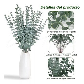Foto 3 | 24 Piezas Tallos De Eucalipto Decoración Hojas Artificiales