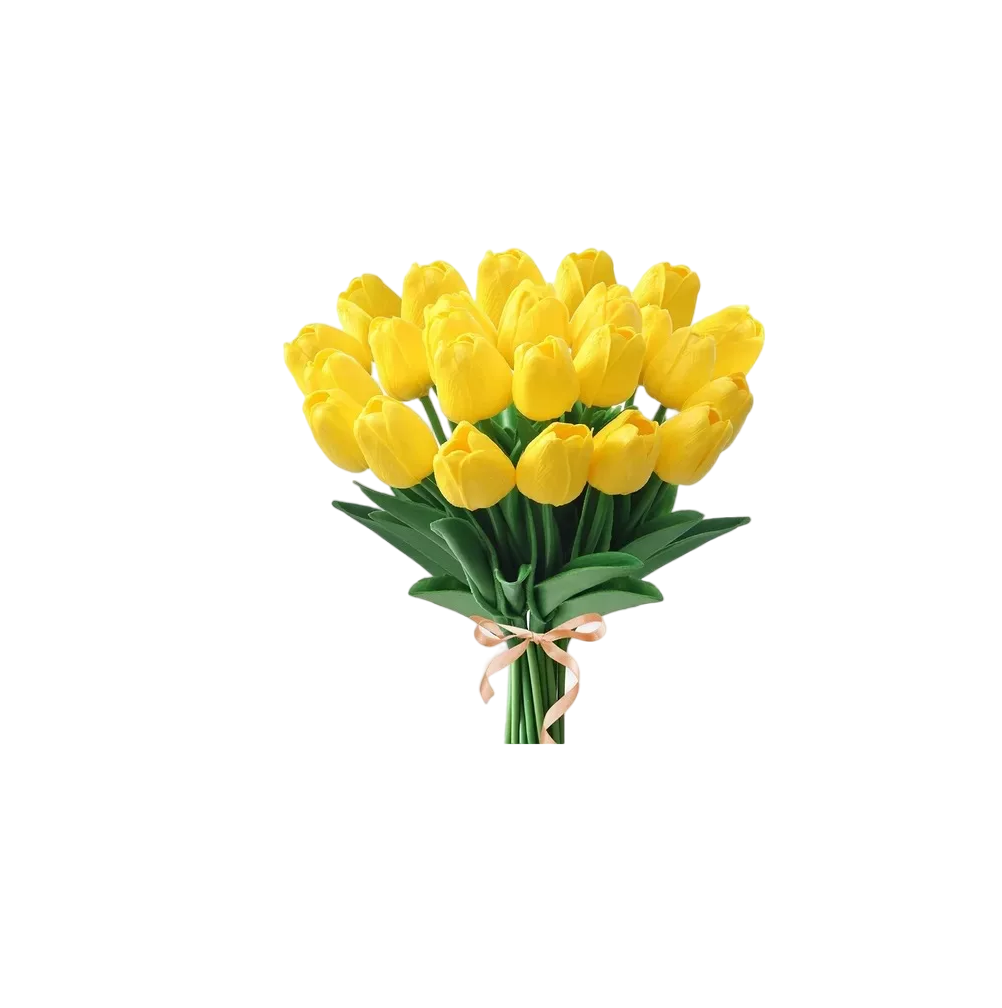 Tulipanes Artificiales, Amarillos Y Decorativos, 30 Piezas Amarillo