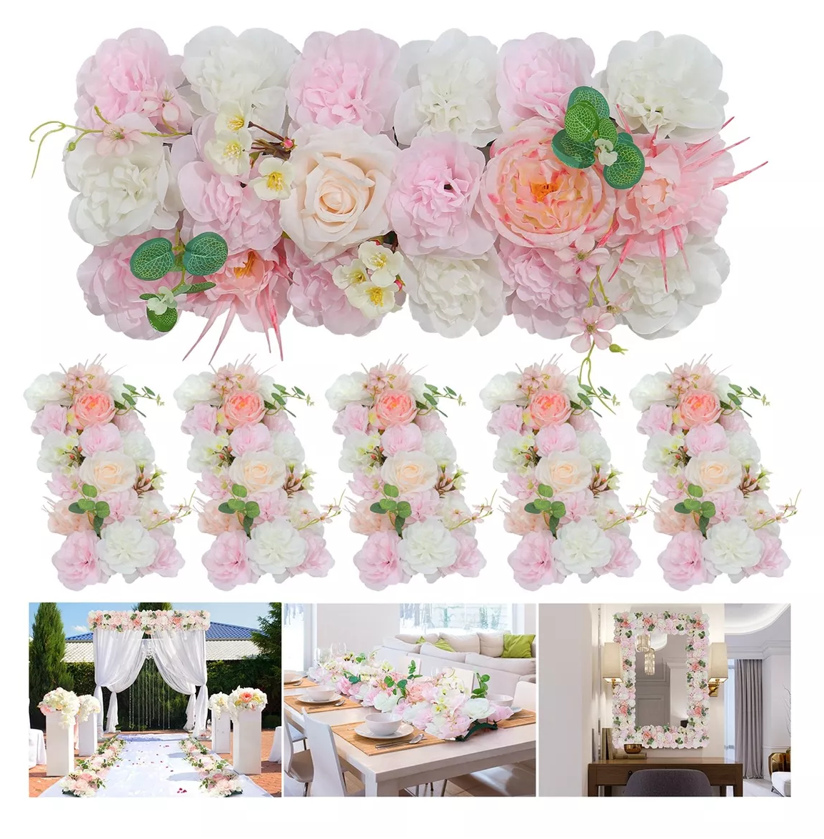 Foto 4 pulgar | Flores Para Centro De Mesa De Comedor De Boda Con Arco 6 Pzs, Rosa Palo