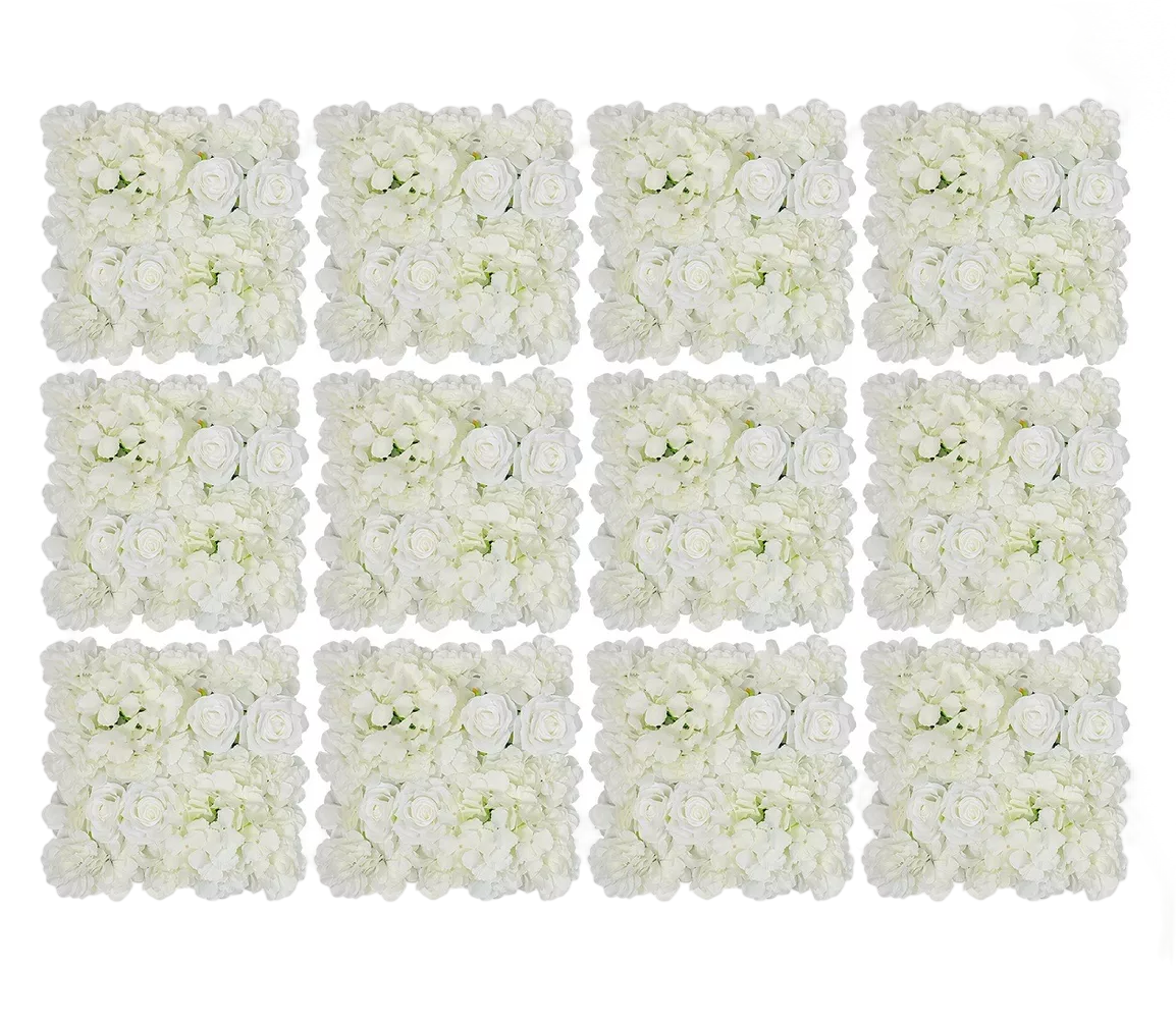 12 Panel De Flores Artificiales Muro Decorativos Rosas Pared Blanco