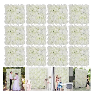 Foto 2 | 12 Panel De Flores Artificiales Muro Decorativos Rosas Pared Blanco