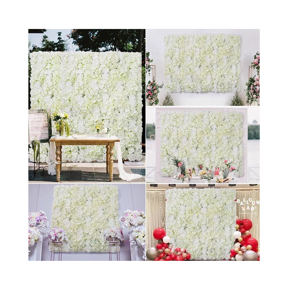 Foto 4 pulgar | 12 Panel De Flores Artificiales Muro Decorativos Rosas Pared Blanco