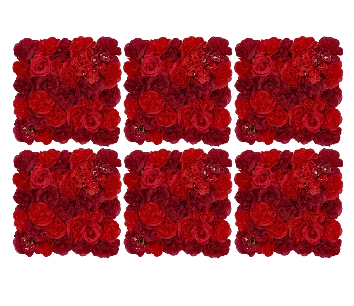 Flores Artificiales Panel De Muro Decorativos Rosas Pared 6 Pzs Rojo $1,819
