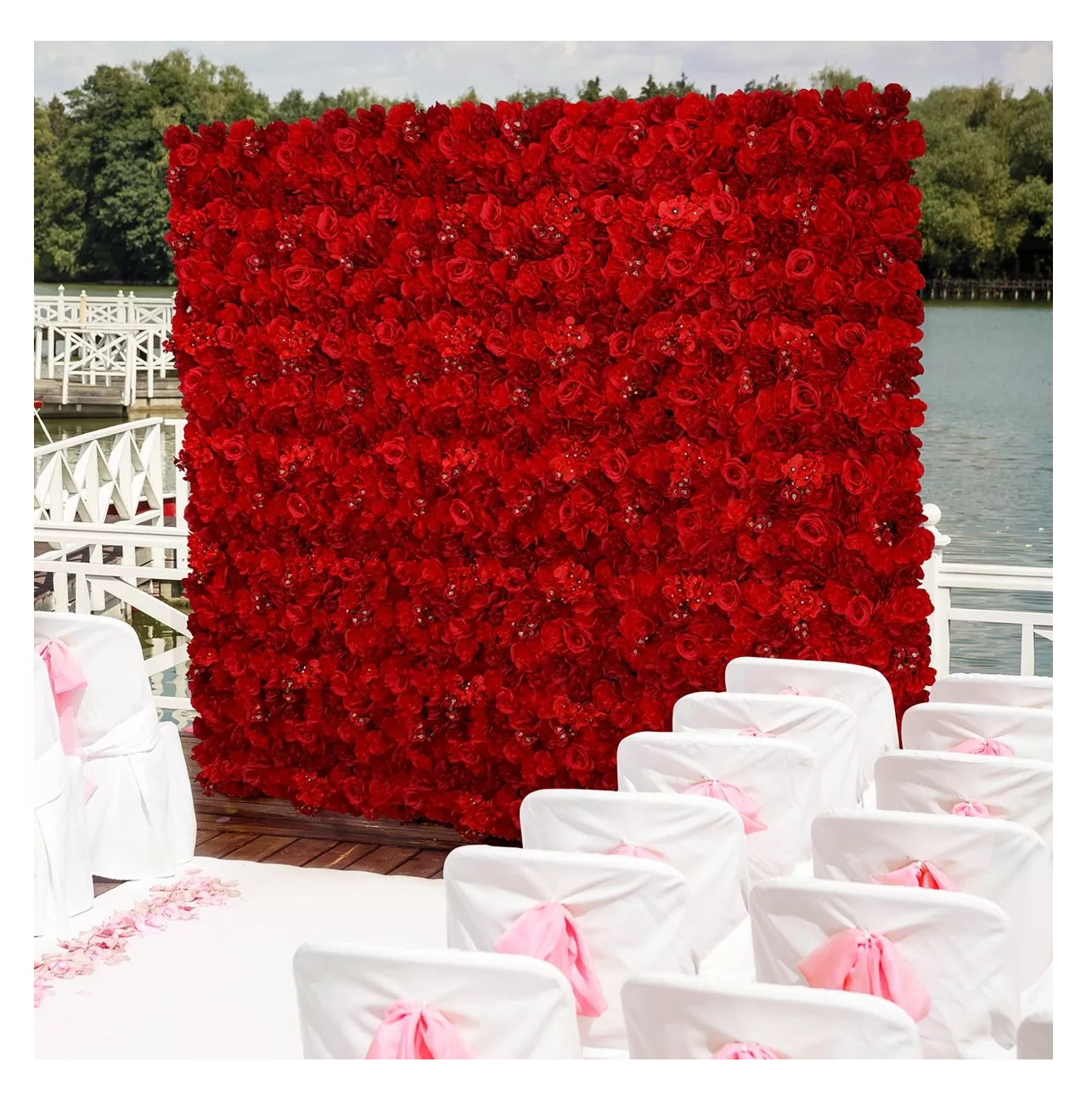 Foto 5 pulgar | Flores Artificiales Panel De Muro Decorativos Rosas Pared 6 Pzs Rojo