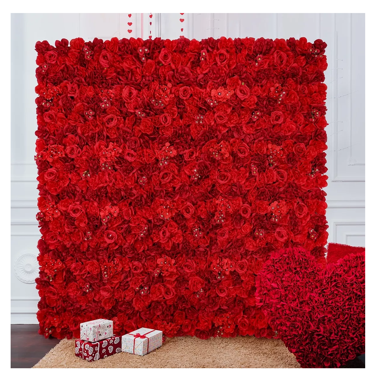 Foto 6 pulgar | Flores Artificiales Panel De Muro Decorativos Rosas Pared 6 Pzs Rojo