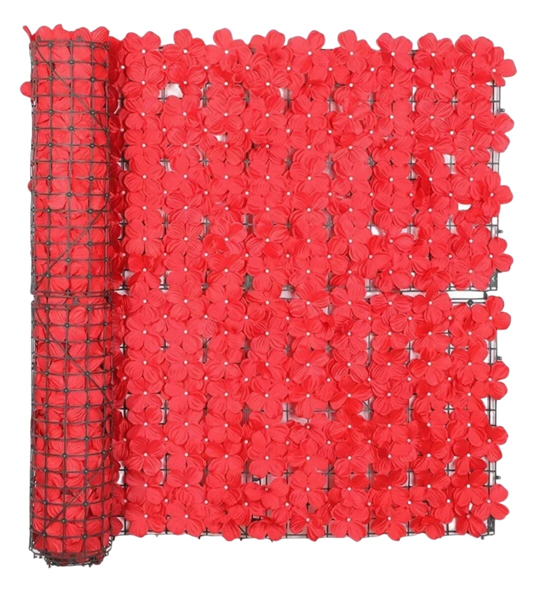 Follaje Rollo Cerca Planta Artificial Flores Simulación 3x1 Mt Rojo $999