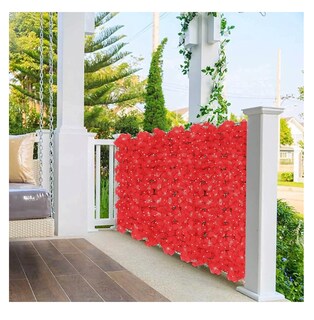 Foto 4 | Follaje Rollo Cerca Planta Artificial Flores Simulación 3x1 Mt Rojo