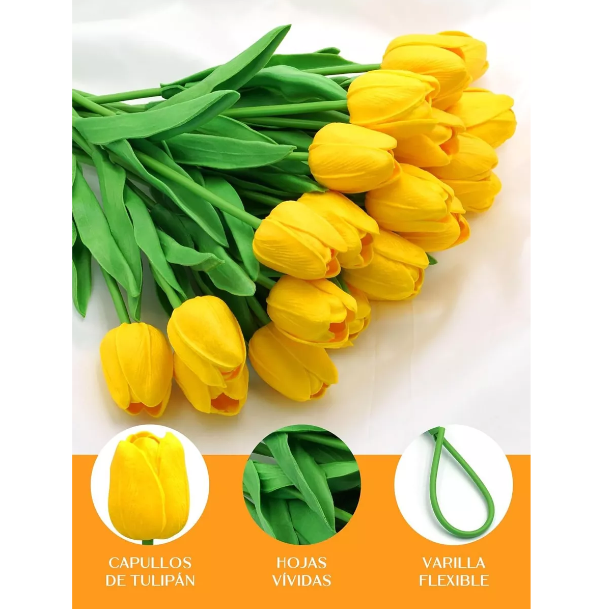 Foto 4 pulgar | Tulipanes Artificiales Color Degradado 20pcs Eo Safe Imports Esi-17617 Amarillo