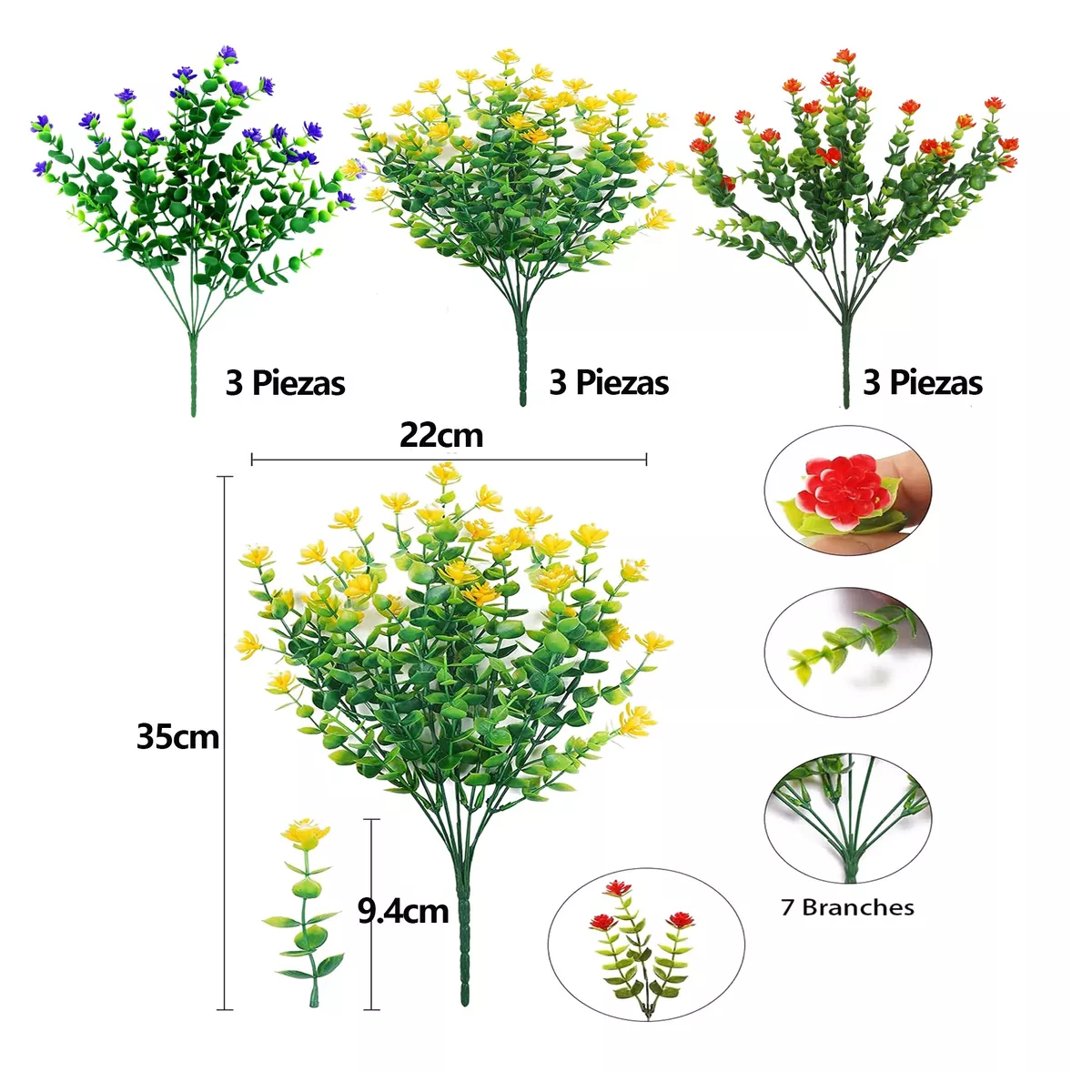 Foto 4 pulgar | Paquete de Plantas Artificiales P/decoración 9 Pzas Eo Safe Imports Esi-17616 Multicolor