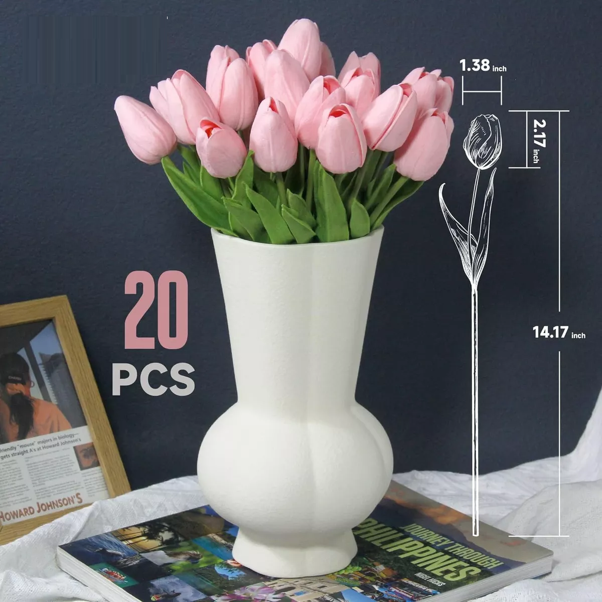 Foto 4 pulgar | Tulipanes Artificiales Color Degradado 20pcs Eo Safe Imports  Esi-17619 Rosa