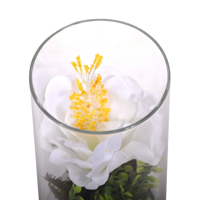 Foto 3 pulgar | Jarrón Adorno De Cristal Dalia Amarillo De 30 Cm Con Flor Artificial - Venta Internacional.