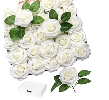 Foto 1 | 25 Uds Rosas Artificiales Belug Espuma Flores Blanco