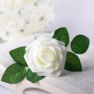 Foto 2 | 25 Uds Rosas Artificiales Belug Espuma Flores Blanco