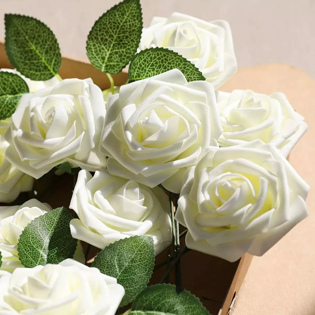 Foto 5 pulgar | 25 Uds Rosas Artificiales Belug Espuma Flores Blanco