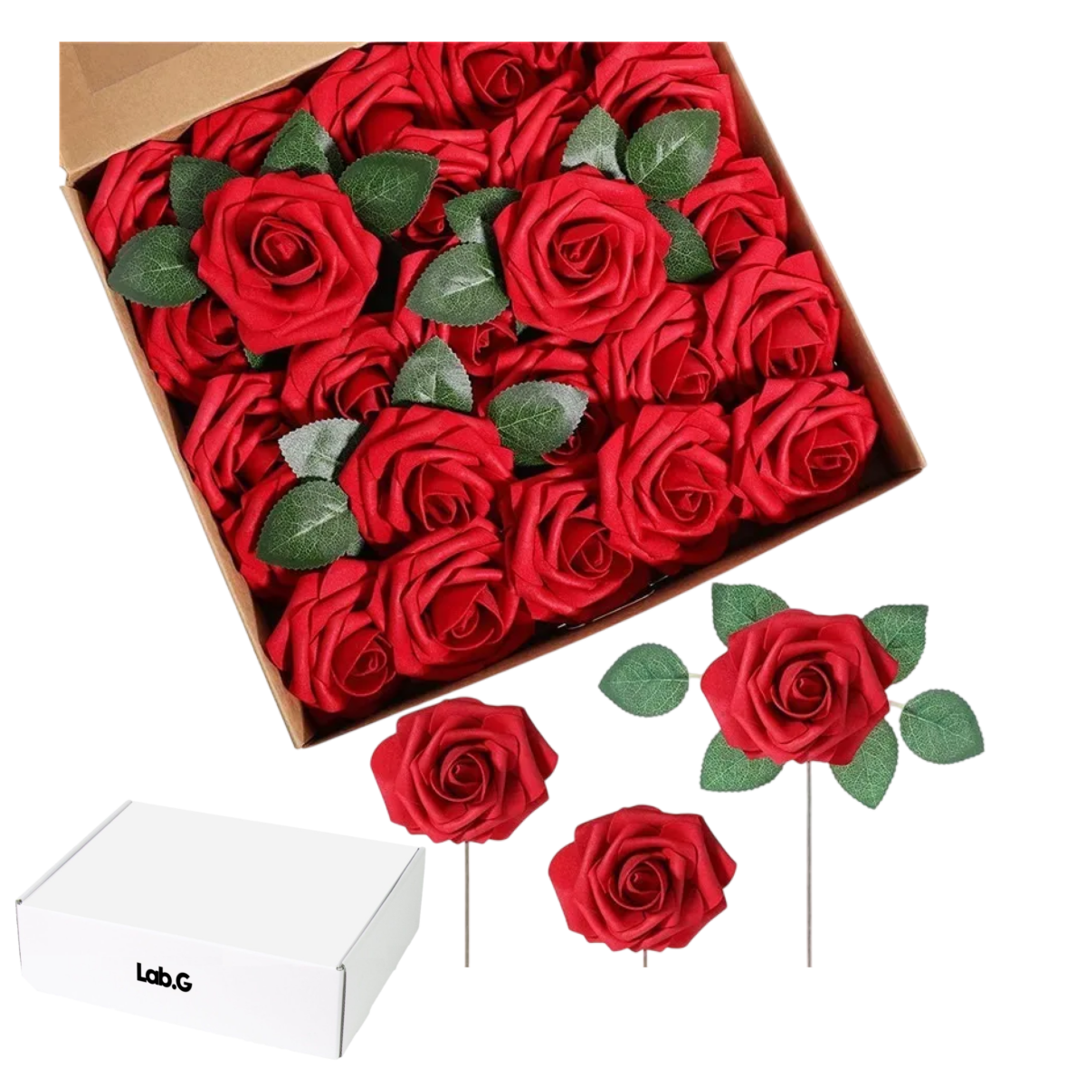 Foto 1 | Rosas Artificiales Lab.g Decoración Flor 8 Cm 25pcs Rojas