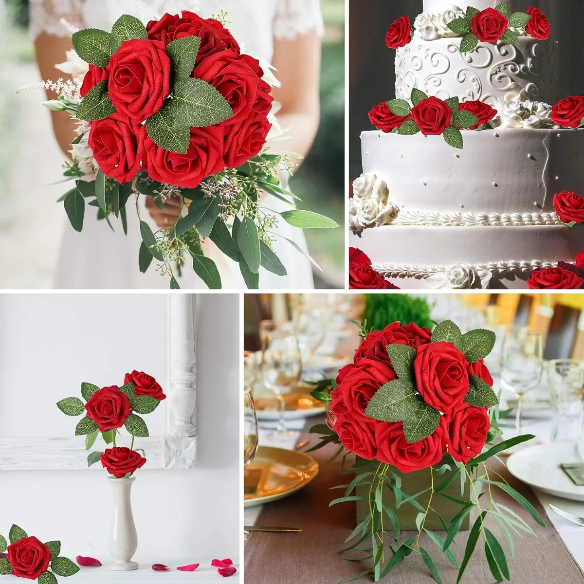 Foto 4 | Rosas Artificiales Lab.g Decoración Flor 8 Cm 25pcs Rojas