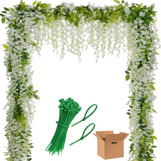 Foto 1 | 5 Guirnalda De Glicinias Artificial Belug Follaje +bridas Blanco Verde