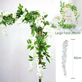 Foto 2 | 5 Guirnalda De Glicinias Artificial Belug Follaje +bridas Blanco Verde