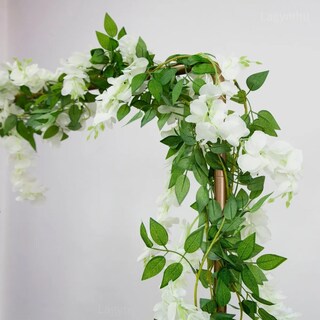 Foto 4 | 5 Guirnalda De Glicinias Artificial Belug Follaje +bridas Blanco Verde