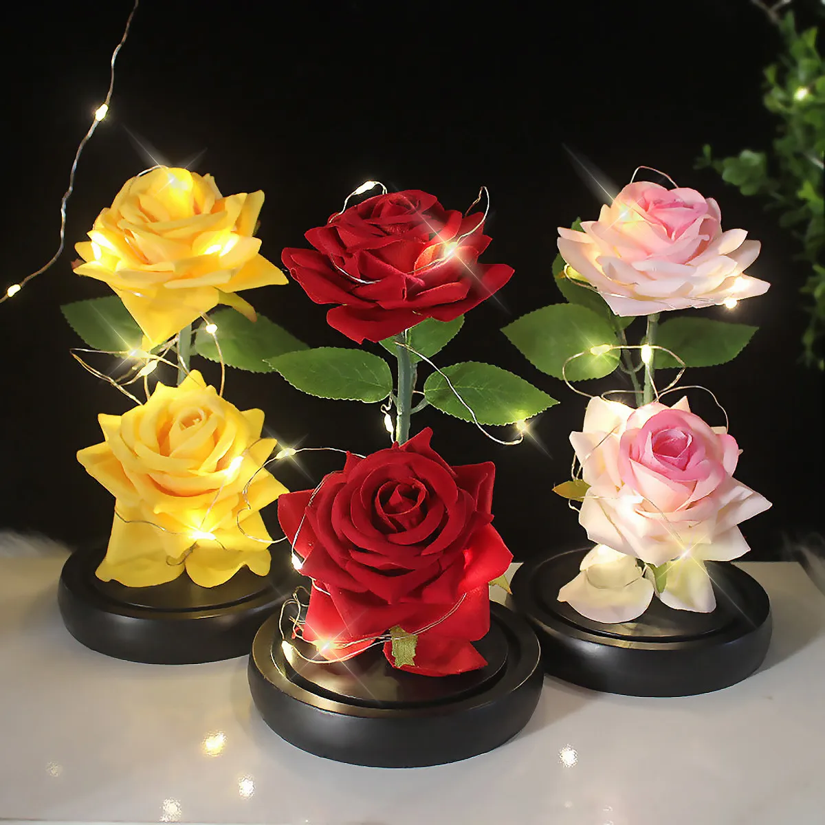 Foto 3 pulgar | 2 Rosas Amarillas Lab.g Flores Artificiales Amarillo