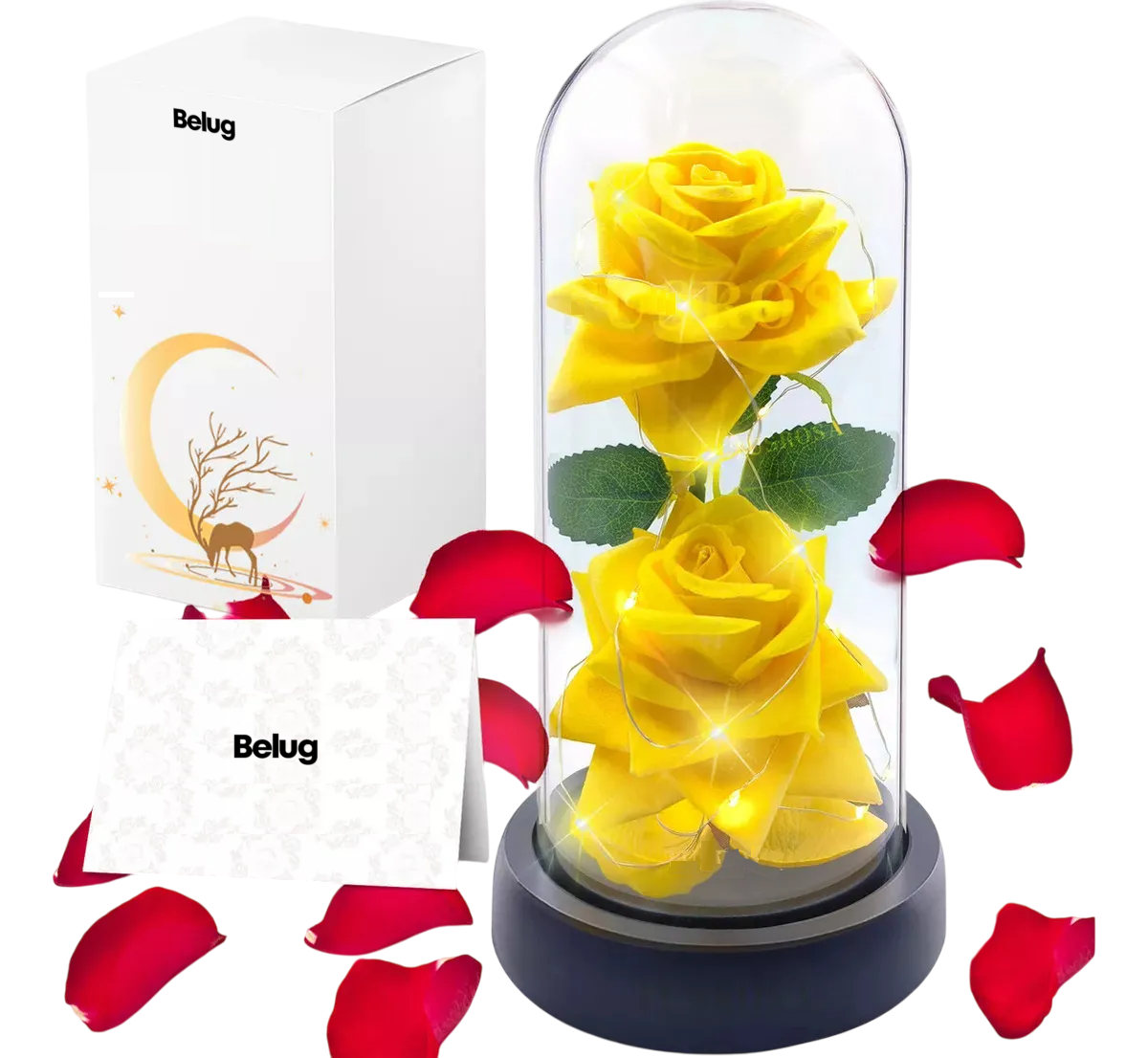 2 Rosas Amarillas Belug Flores Artificiales Amarillo