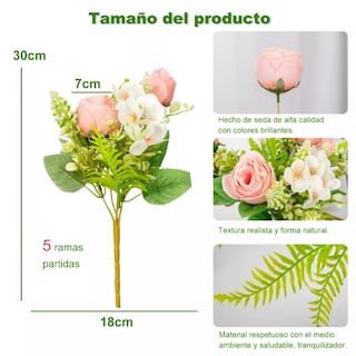 Foto 3 | Xtellar 4 Ramos De Rosas De Lujo Artificiales - Perfectas Para Bodas Y Decoración Elegante