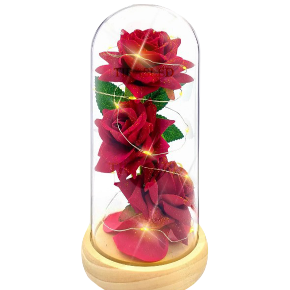 Conjunto Xtellar De 3 Rosas Eternas Rojas Con Luces Led – Regalo Inolvidable Para El Día De La Madre
